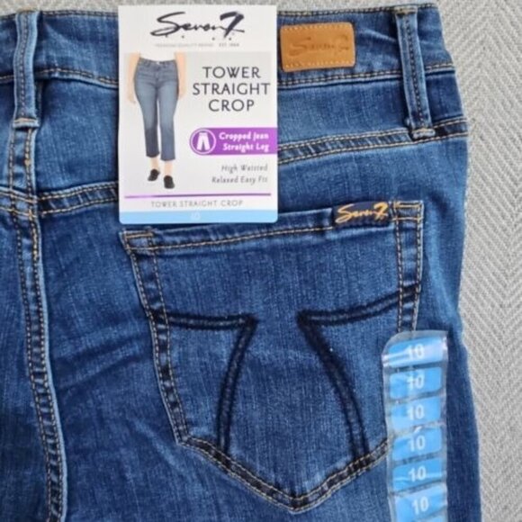 SEVEN 7 JEANS WOMEN'S TOWER STRAIGHT CROP DESIGNER SIZE 10 (36x24) New w/ Tags - Picture 4 of 16